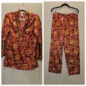 NWOT Oscar de la Renta Floral Print Pajama Set Size Small